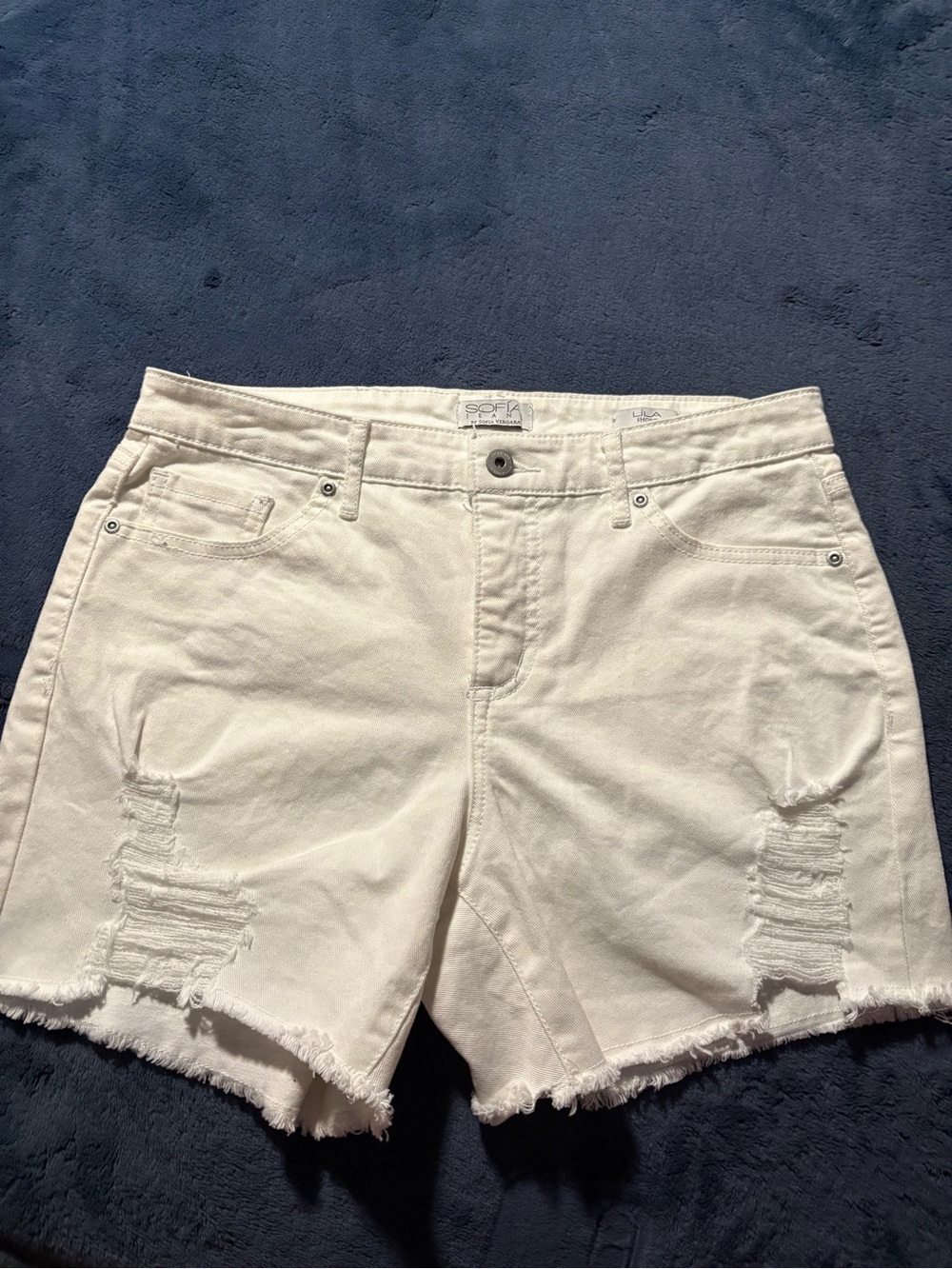 sofia by sofia vergara White Distressed Denim Cutoff Shorts